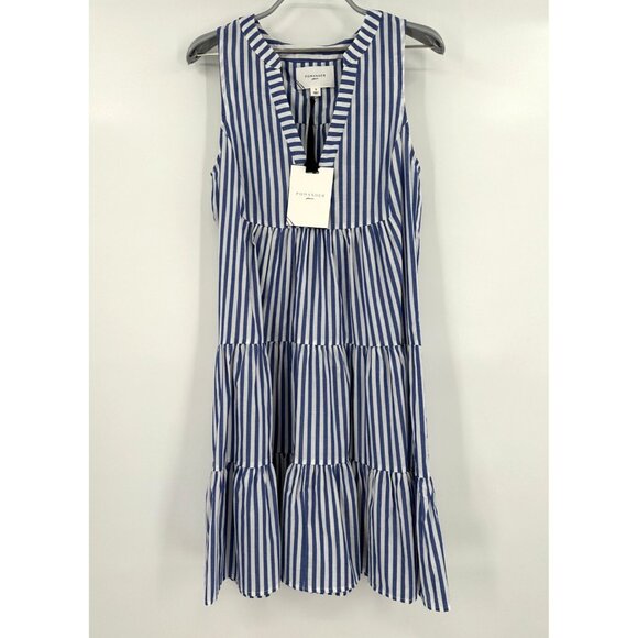 Pomander Place Blue and White Stripe Sleeveless Cotton Poplin Kenzo Dress sz S - Picture 1 of 7